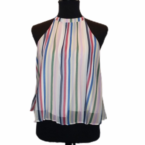 Soulmates Tops - Soulmates Pastel Striped Halter Top.      357